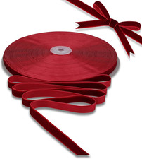 Wine Red Velvet Ribbon - 3/8 Inch x 30 Yards, Burgundy Nylon Velvet Ribbon for G