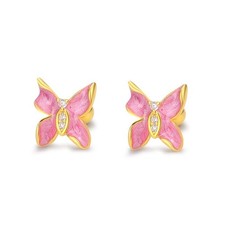 Gold Butterfly Stud Earrings S925 Sterling Silver Tiny Earrings for Women Post M