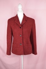 Ann Taylor Red Textured Boucl  Wool Blend 3-Button Blazer Jacket  Size 8