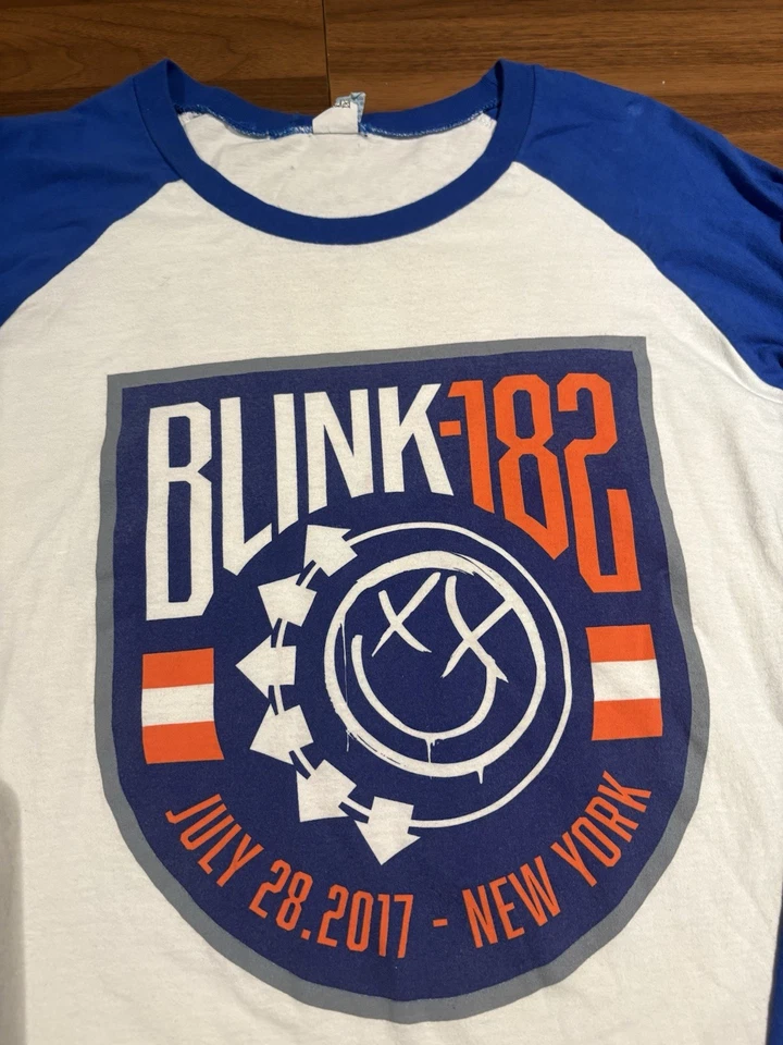 Inédito 2017 Blink 182 Linkin Park NYC Tour Raglan talla XXL Hecho en EE. UU. Foto 2 de 4
