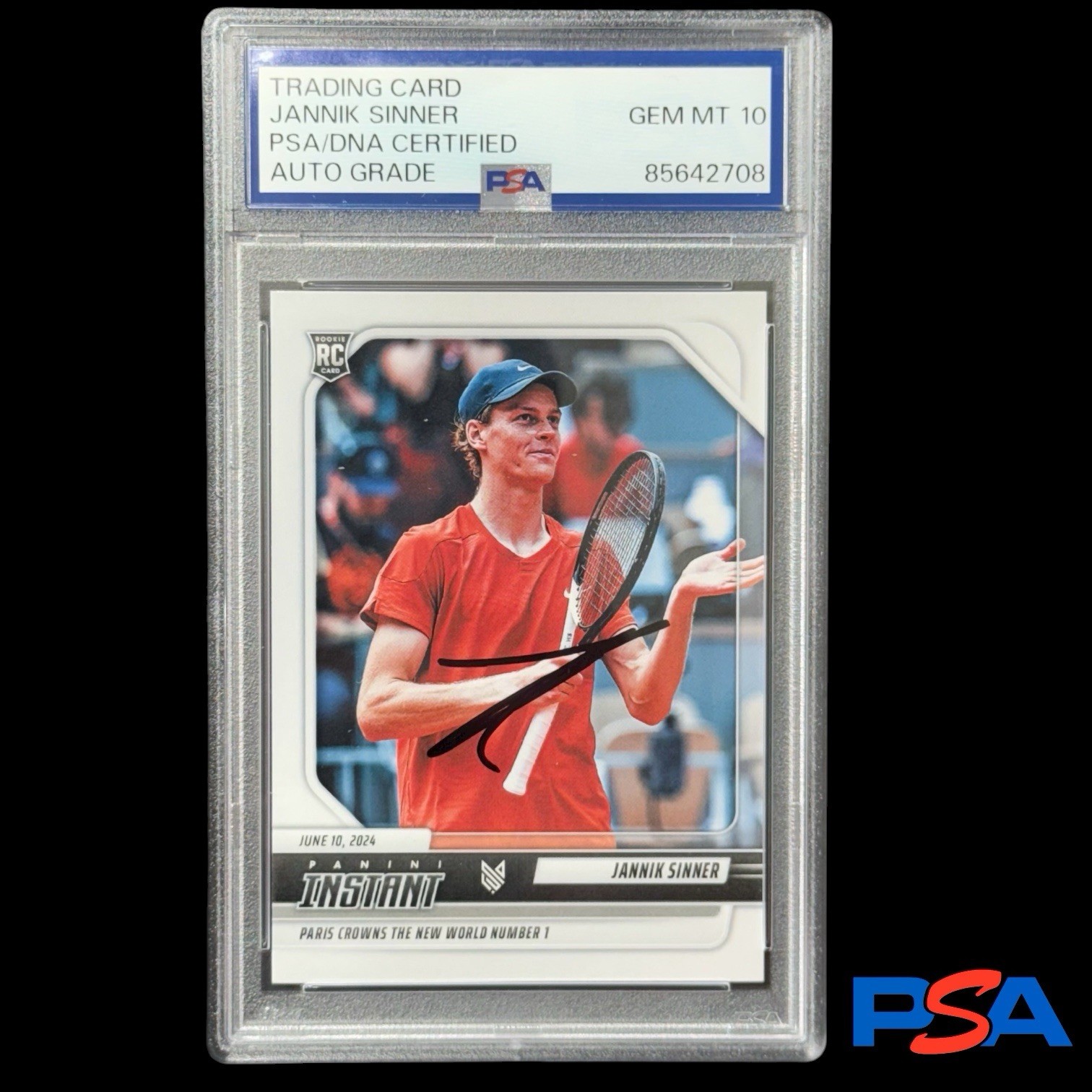 Jannik Sinner 2024 Panini Instant Rookie Auto PSA 10 Autograph RC /6784 view 1