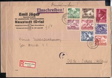 1943 WWII Registered Covers Germany to Netherlands Mi 831-842 and Mi 813 Hitler