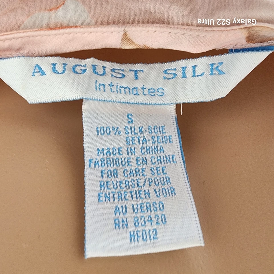 **Camisón August Silk Intimates 100 % seda, sin cordones - Estampado floral rosa romántico** Foto 3 de 4