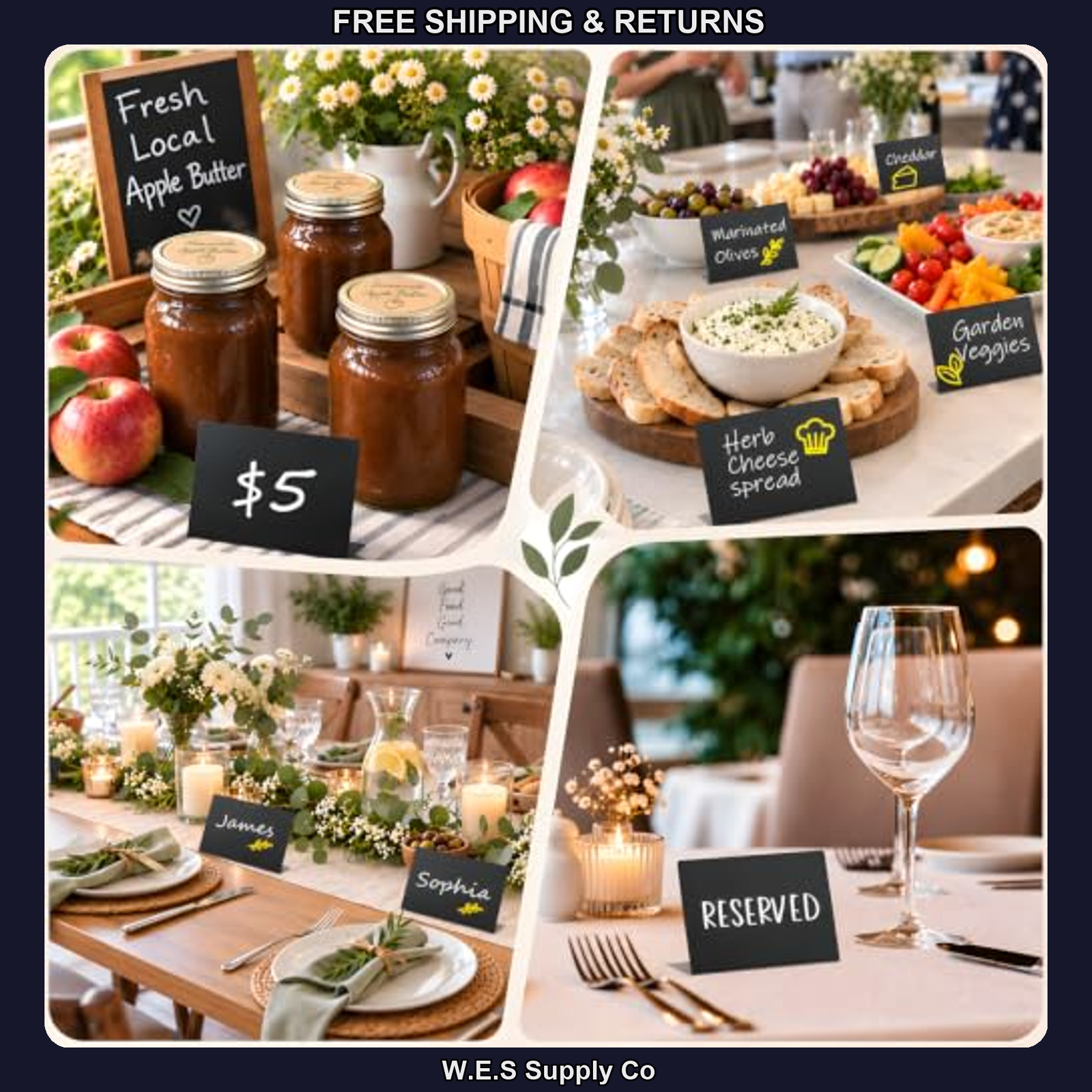12 Pcs Mini Chalkboard Food Signs, 4x3 Inch Reusable Buffet Labels ...