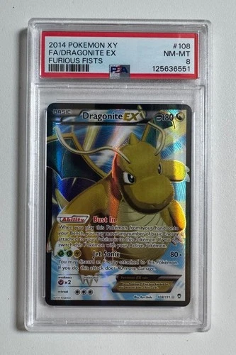 Dragonite EX - Ultra Rare - XY Furious Fists - POKEMON 2014 - #108 - PSA 8