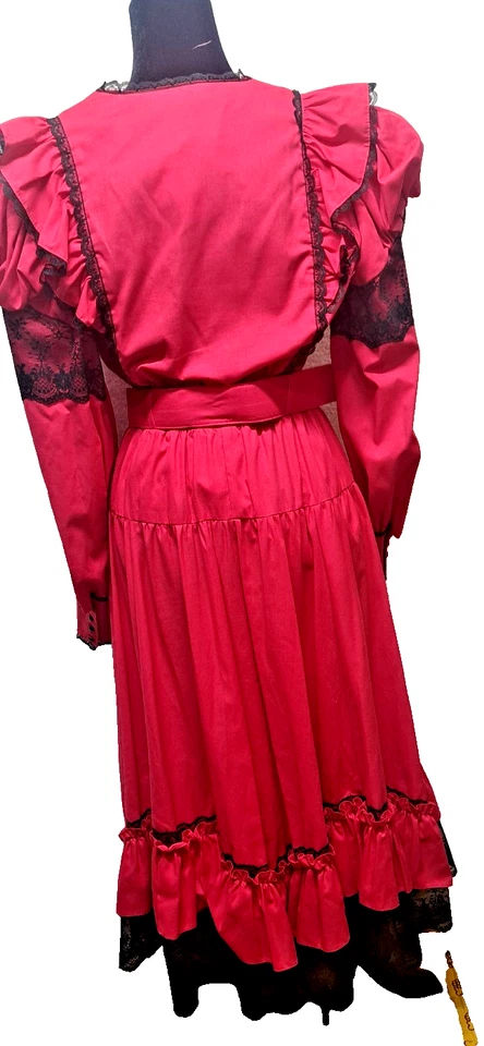 Colección Western Falda Blusa Salón Rodeo Conjunto Encaje Talla M De Colección Funciona Pequeña LEER Foto 4 de 4
