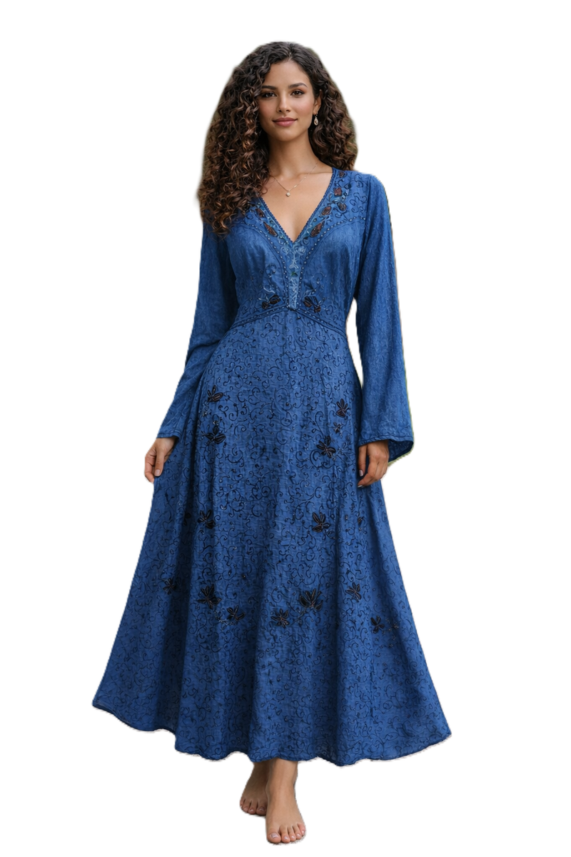 Boho Dress Maxi Boho Long Bell Sleeve V Neck One Size Empire Waist 18 20 22 | eBay Boho Dress Maxi Boho Long Bell Sleeve V Neck One Size Empire Waist 18 20 22 | eBay