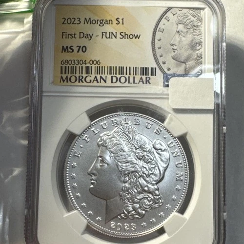 2023 Morgan 90% Silver Dollar First Day FUN Show NGC MS70 Graded COBM-9778