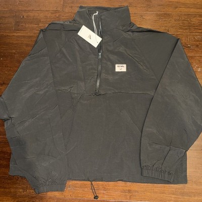Jeff Staple Pigeon Jacket LARGE Windbreaker Lightweight Charcoal Gray Half Zip