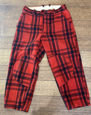 Vtg Unisex 60s Wool Hunting Riding Lumberjack Pant Black Red Buffalo Plaid 32" W