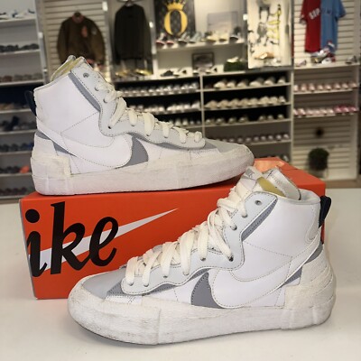 Size 10 - Nike Blazer Mid x Sacai White Grey 2019
