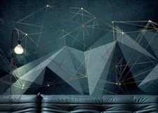 3D Linear Geometric Wallpaper Wall Mural Removable Self-adhesive Sticker 155