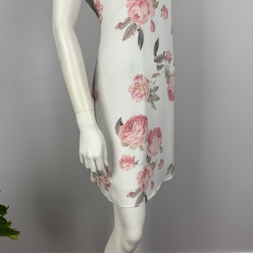 Vestido recto Florence talla 14 blanco rosa floral forrado sin mangas cuello redondo para mujer - Imagen 11 de 14