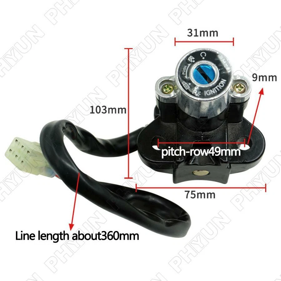 Universal Motorcycle Modified Ignition Key Lock Kit Switch For Kawasaki Yamaha - Image 3 of 4