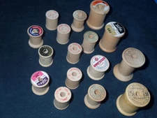 Vintage Wooden Thread Spools Empty Assorted Size Lot of 16 Pieces