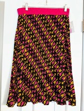 NWT LuLaRoe Jill Skirt Midi Unlined Pleated Pull On Multicolor Geometric. M