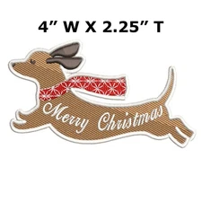 MERRY CHRISTMAS DACHSHUND Cute Dog Pet Embroidered Patch Iron-On Custom Applique