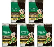 Streax Shampoo Hair Color, works in just 5 minutes, Pack of 5  Dark Brown 
