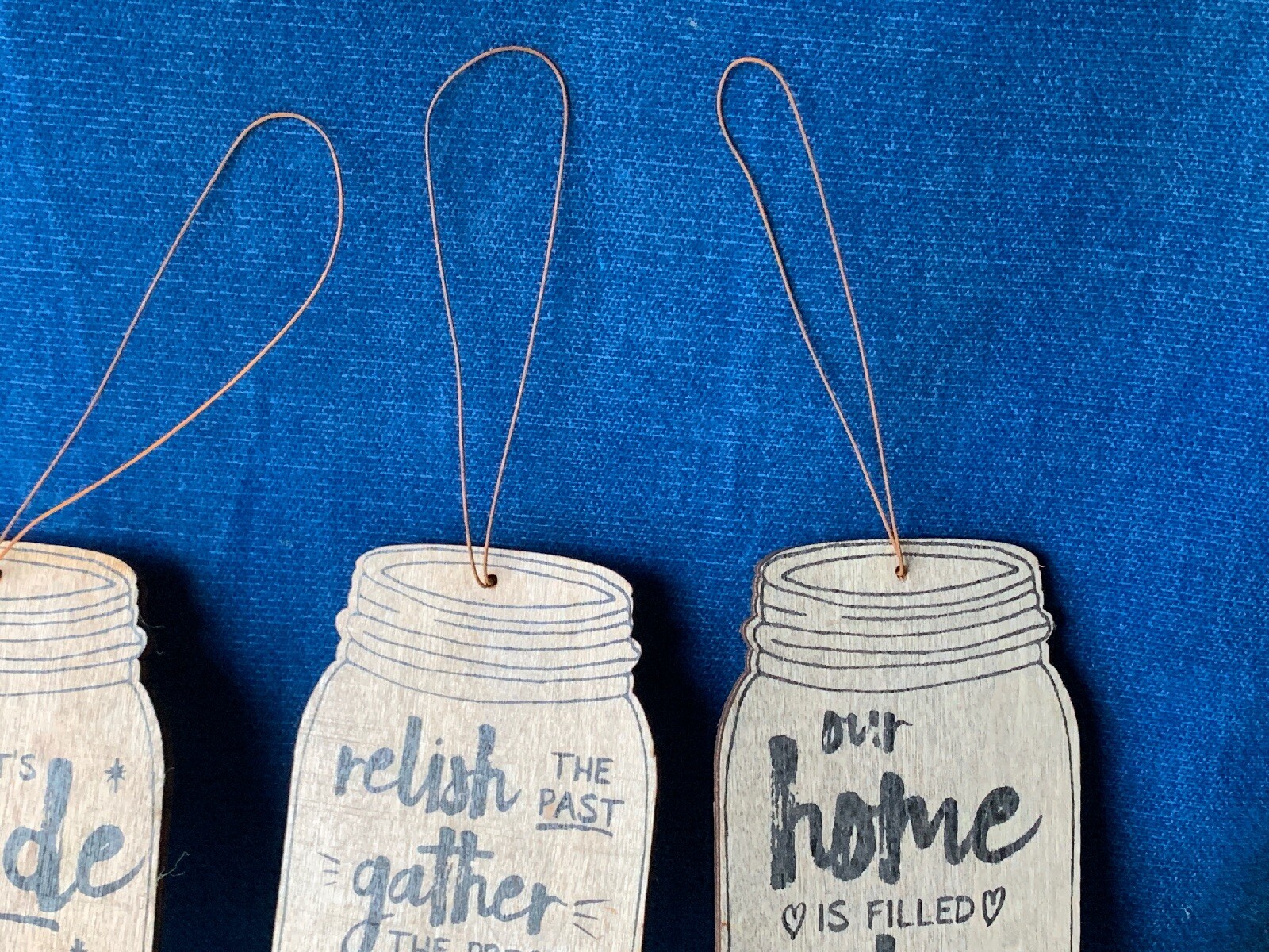 Vintage Primitive RELISH PICKLE MASON JAR Ornaments Gather Family Set of 4 ❤️m9