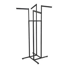 Clothing Rack 4 Way Slant Straight Arms Black Clothes Adjustable Garment Retail