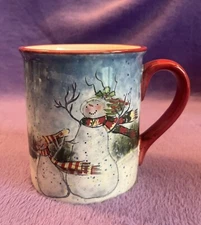 Certified International Coffee Mug Susan Winget B Snowman Mint