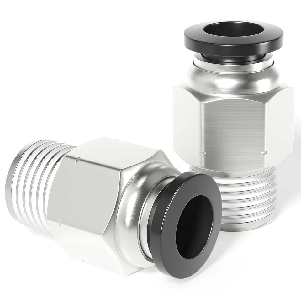 Compact Push-to-Connect Fittings, 1/4" OD x 1/8" NPT, Works with PU/PA/PE/PVC - Image 3 of 4