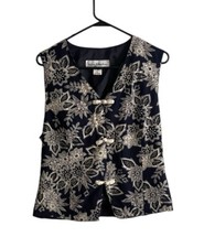 Vintage 90's Womens Toggle Button Vest Sz 8 Navy Tie Back USA Norton McNaughton