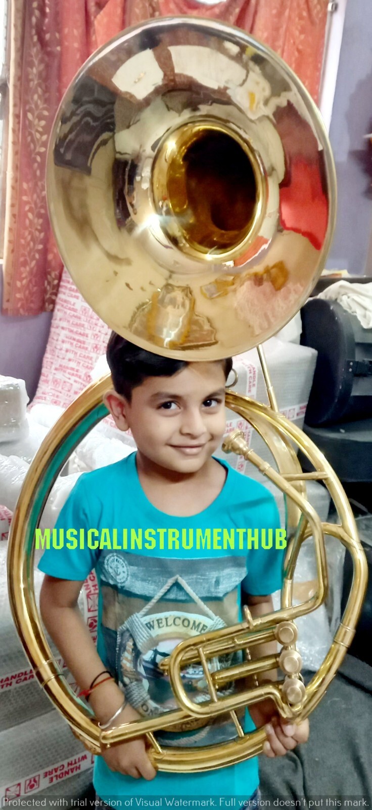 SOUSAPHONE 16 BELL SIZE OF PURE BRASS MADE + GOLDEN POLISH + FREE FAST