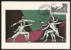1981 WORLD CUP FENCING D'ESCRIME FECHTEN FRANCE MAXIMUM CARD FDC POSTMARK