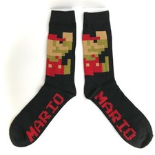 SUPER MARIO SOCKS retro 8-bit pixel jump black BIG LOGO nintendo 80s mens adult