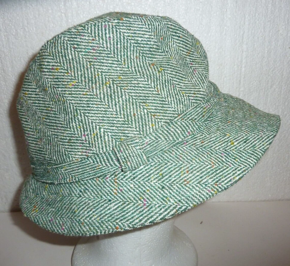Vtg World Beaters Bucket Hat Gilligan Beatnik Beach Bum Green Herringbone H-3 - Image 4 of 4