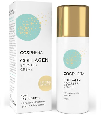 Cosphera Collagen Booster Creme 50 ml Vegan - mit Hyaluronsäure,Anti Faltencreme