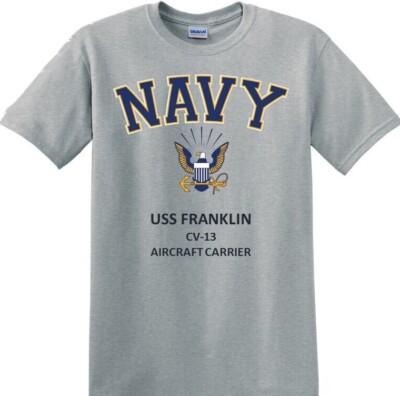 USS FRANKLIN  CV-13 *CARRIER* NAVY EAGLE* T-SHIRT. OFFICIALLY LICENSED