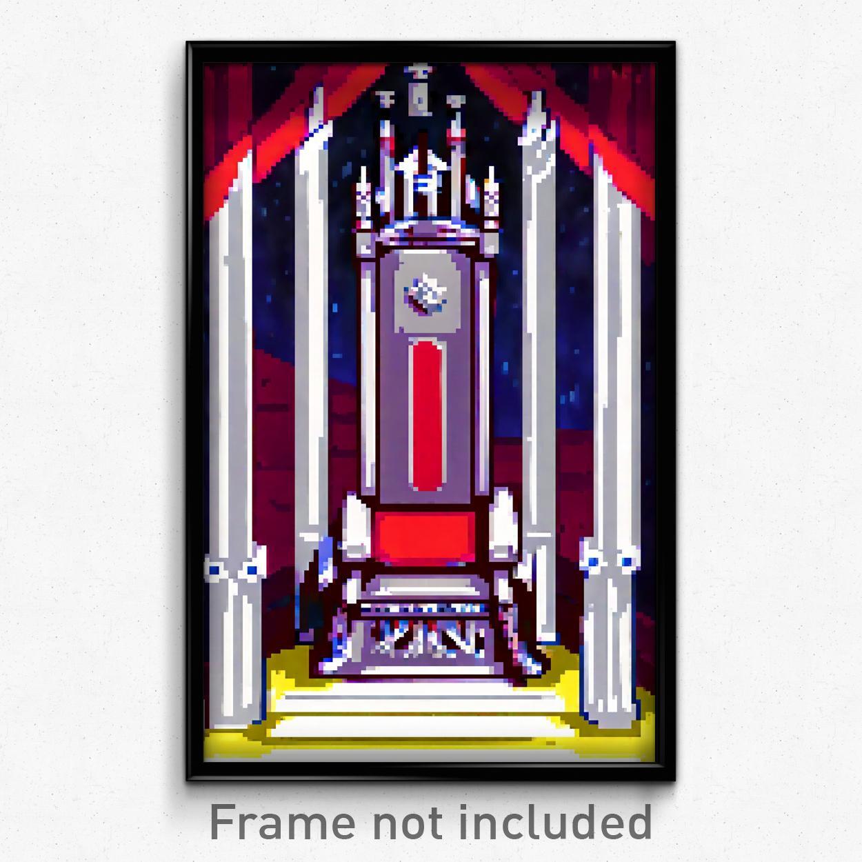 8 Bit Pixel Art Poster - Standard Throne Trippy Video Game Print
