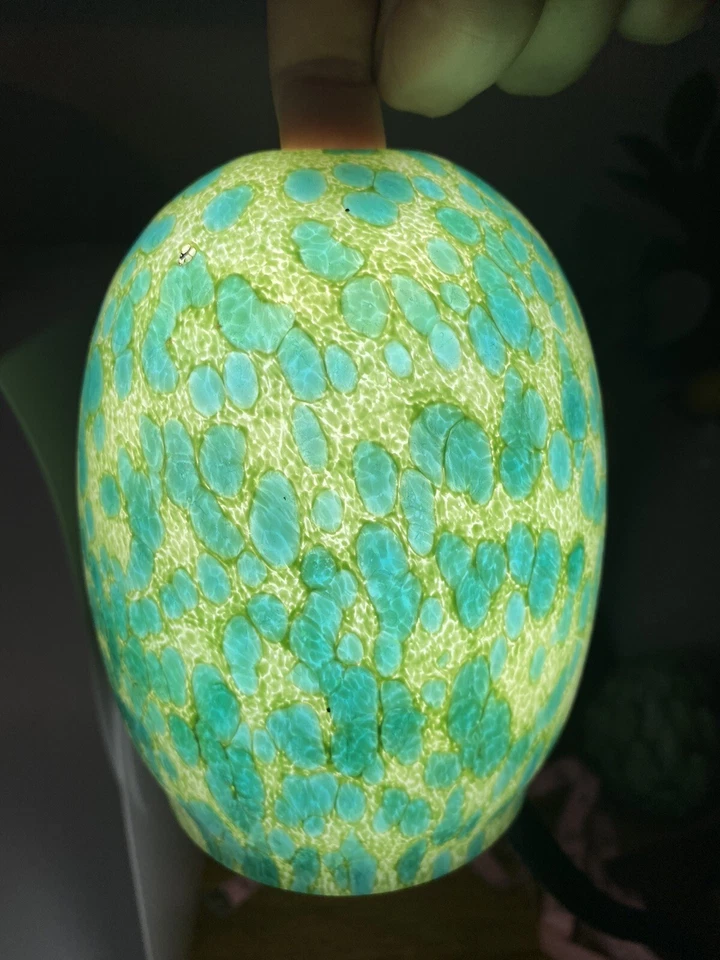 Pendant Light Art Glass Shade Cased Glass Green Blue Opalescent Opaque - Image 2 of 4