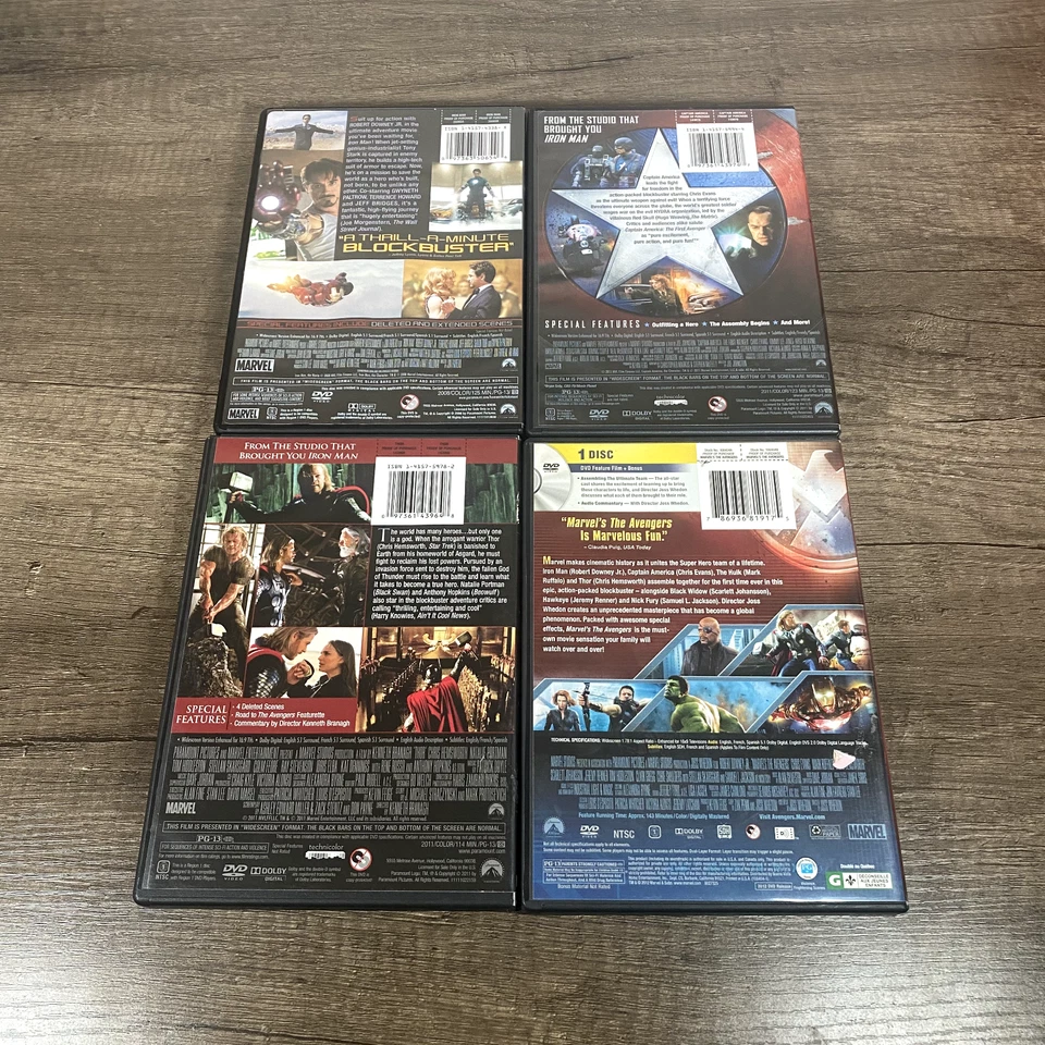 Marvel Avengers DVD Lot Iron Man, Captain America, Thor, Marvels Avengers 4 DVDs - Image 2 of 4