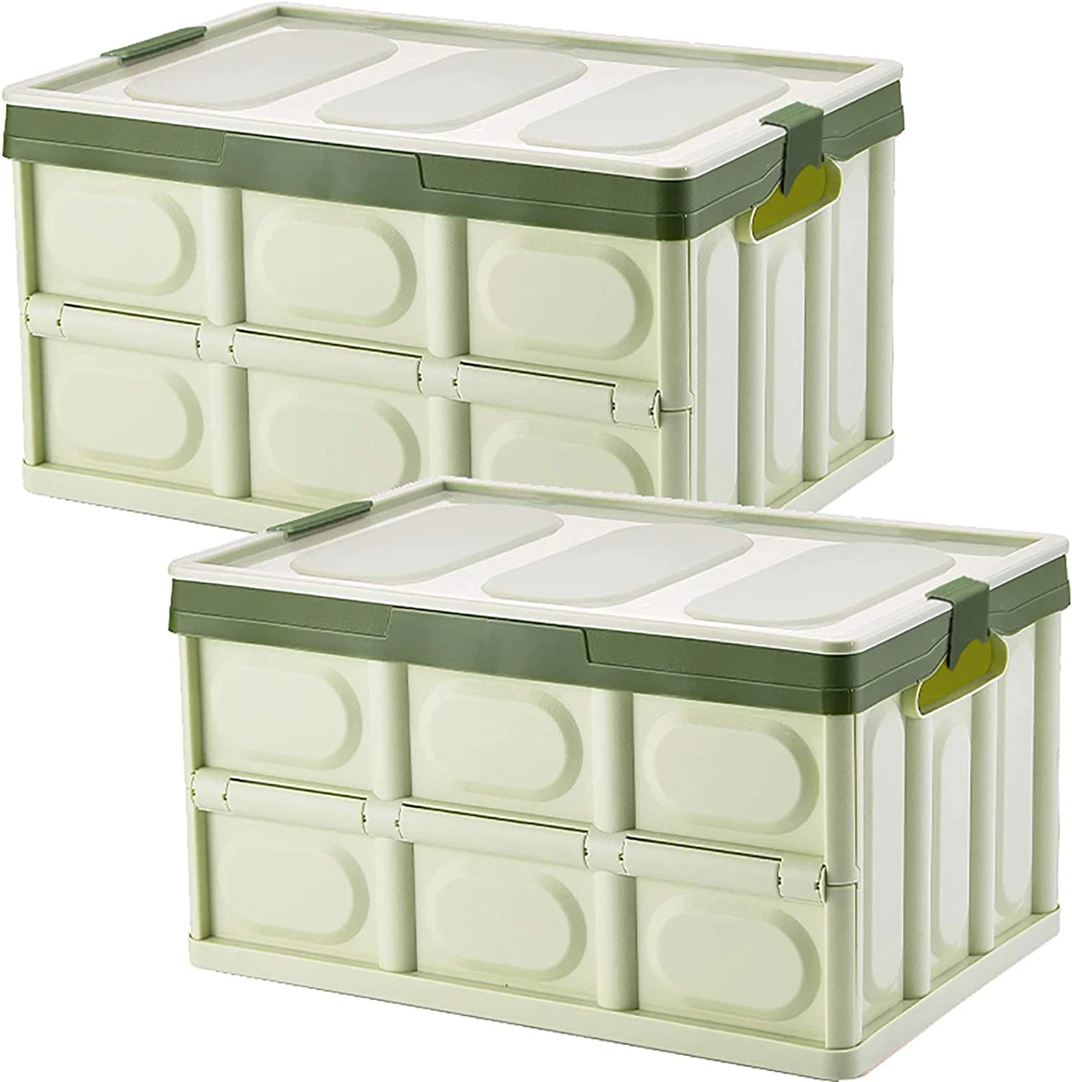 Lidded Storage Bins 2 Pack 30L Collapsible Storage Box Crates