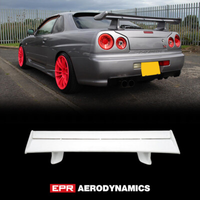 For Nissan R34 Skyline GTR OE Style Rear Spoiler Wing With Blade + Caps + Stand