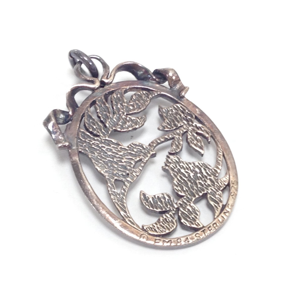 Franklin Mint FM 84 Sterling Silver Mother Bird Feeding Chicks Ruby Gem Pendant View 6