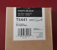 04/2009 New In Box Epson Genuine 220ml Ink T5441 Photo Black Stylus 4000/9600