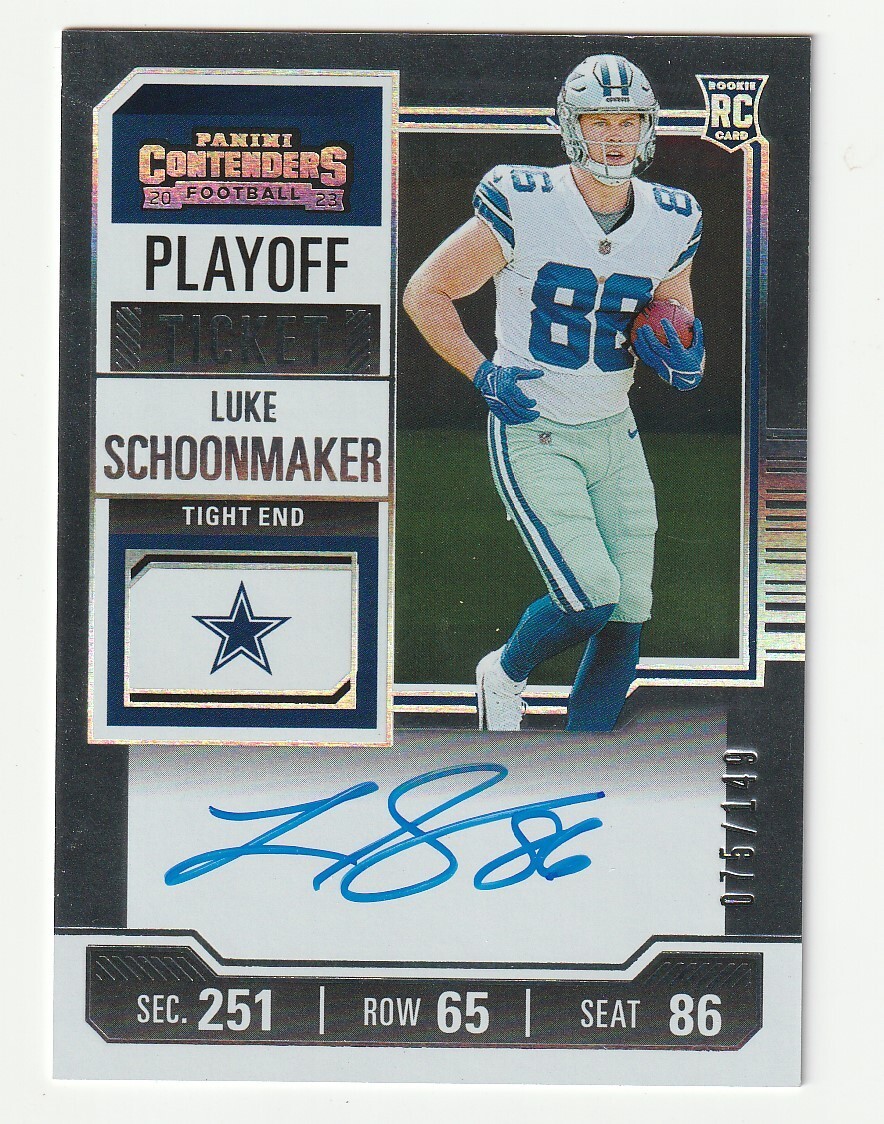 2023 Panini Contenders ON CARD Auto Luke Schoonmaker Playoff Rookie Ticket /149