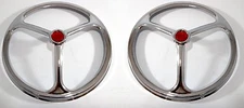 Pair  Red Dot 7 Inch Chrome Headlight Covers Lucas Tri Bar 