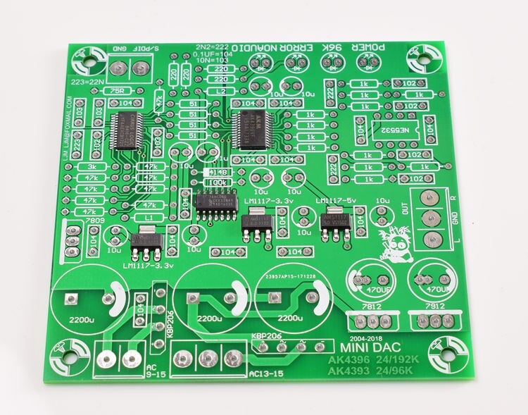 DIY DAC 24BIT 192KHZ AK4396 DAC kit SPDIF input （SMD ICs soldered