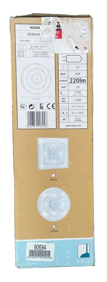 Lampada da parete lampadario vetro metallo 8 luci 20 W Illuminazione Eglo Genua - Immagine 3 di 4