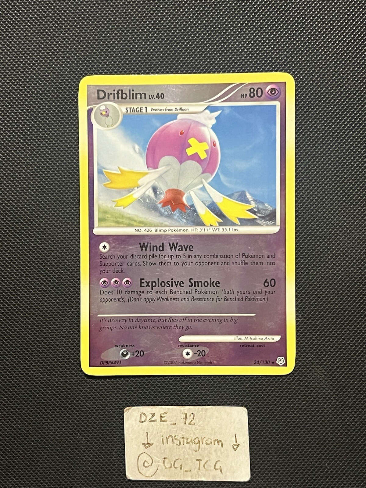 Pokemon Diamond & Pearl Base - Drifblim LV.40 - 24/130 - Reverse Holo - LP/NM