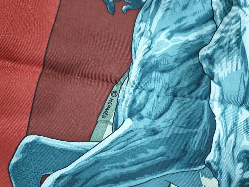 Authentic Hermes Silk Scarf “LA FONTAINE DE BARTHOLDI” By RYBAL 90x90cm