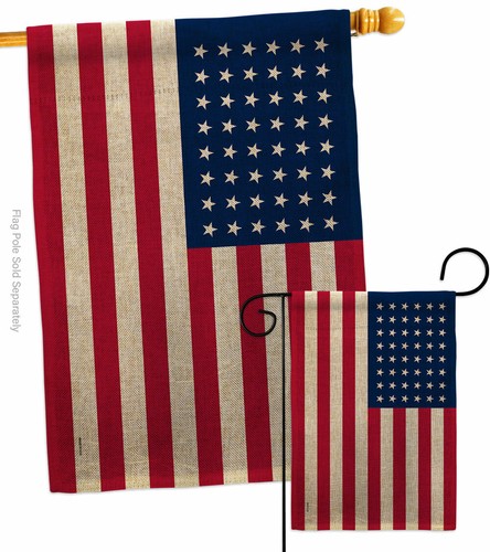 United States 1912-1959 Burlap Garden Flag Americana Old Glory Yard House Banner - Picture 4 of 19