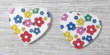 flower heart wood sewing buttons 2 holes 1 inch blue red yellow  #6