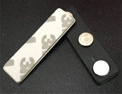 SKUK Magnetic Name Badge with Self Adhesive UK - Rectangle Black Back (45mm x 13mm)