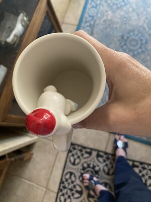 lBumble Sculpted 3-D Figs Climbing Out Of Christmas Mugs Cups 13oz